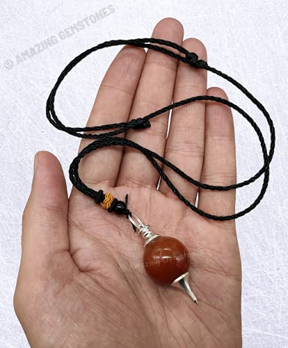 Amazing Gemstone Crystals and Healing Stones Carnelian Necklace - Gold Chain Necklace Pendant - Real Crystal Necklace - color: Ball, size: 1 PIECE