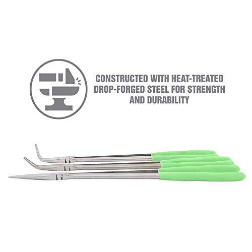 OEMTOOLS 22660 16 Inch Long Nose 3 Piece Pliers Set, 90 Degree Pliers, Straight Pliers, and 45 Degree Pliers, Clamp Hoses and Handle Delicate Work Pieces in Narrow Spaces - style: steel