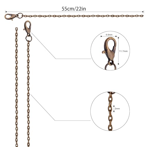 Lemonkey 24 Pack Necklace Chains Bulk,Bronze Plated DIY Cable Link Chains for Jewelry Making 22 Inches - color: Bronze, size: 22inch