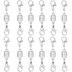 12PCS Magnetic Necklace Clasp and Closures with Double Lobster Clasp, 14K Silver Necklace Extenders for Women Jewelry Magnetic Clasps for Necklaces, Bracelet Necklace Extender - color: 12pcs silver