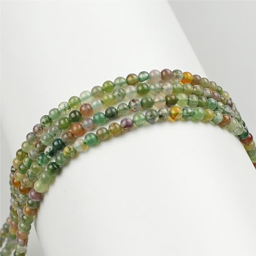 MJDCB 225pcs Natural Small Stone Beads 3mm Indian Agate Round Smooth Loose Gemstone Bead for Jewelry Making Bracelet Earring Necklace Accessories - color: Indian Agate