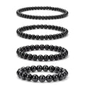 Vinswet 4pcs Beaded Bracelets for Women,Natural Healing Crystal Gemstones Bracelet,Anxiety Stress Relief Bracelet Handmade purple Jewelry Gifts for Women - color: Black Obsidia