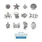 Fashewelry 60pcs Ocean Animal Tibetan Loose Spacer Beads Turtle Shell Fish Antique Silver Sea Life Creatures Alloy Western Beads for Necklace Bracelet Earring Craft Jewelry Making Supplies - color: Antique Silver, 12 Styles
