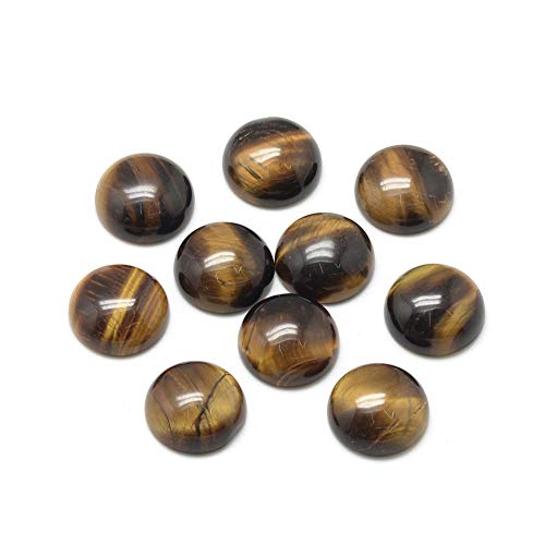Fashewelry 50Pcs Natural Tiger Eye Cabochon Stone Half Round Beads 6mm Tiny Flat Back Gemstone Chakra Healing Crystal Cover Cabs for Jewelry Making - color: 2-Tiger Eye, size: 6x3~4mm