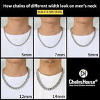 ChainsHouse Stainless Steel Mens Cuban Link Chain, Black/ 18K Gold Plated Miami Cuban Chain Necklace, 5mm/7mm/9mm/12mm/14mm Width, No Tarnish& Durable Hip Hop Mens Jewelry, 18"-30", Send Gift Box - color: a. 5mm width-steel, size: 28 inches