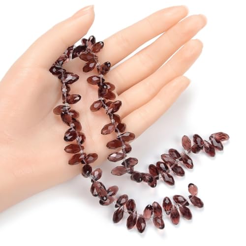 200pcs Czech 12mm Faceted Teardrop Briolette Crystal Glass Loose Beads Pendant Drop Spacer Bulk Burgundy Red for DIY Jewelry Making CCT2-11 - color: Burgundy Red, size: 12x6mm - 200pcs