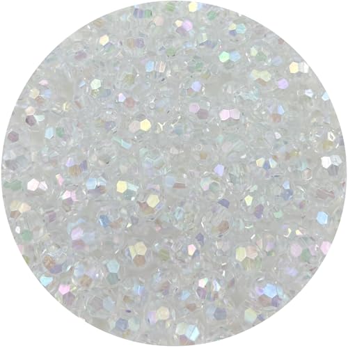 400 Pcs 8MM Round Faceted Acrylic Beads AB Color Transparent Crystal Acrylic Beads Round Bicone Beads for Jewelry Making, Bracelets Necklaces Earrings Wind (121- Transparent AB) - color: 121- transparent AB, size: 8MM