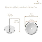 BEADNOVA Cabochon Setting Post 60pcs Blank Earring Studs 6mm Stainless Steel Cabochon Setting Ear Stud with Stainless Steel Earring Backs for Resin DIY Earstuds Making (6mm, 60pcs) - color: 60pcs, size: 6mm