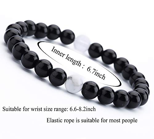 Hamoery Men Women 8mm Tiger Eye Stone Beads Bracelet Elastic Natural Stone Yoga Bracelet Bangle - color: B-3 Pcs Set 2-21003