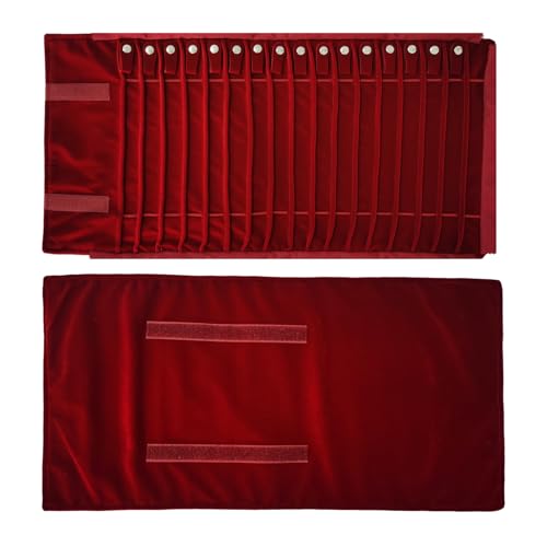 Portable Jewelry Roll Untangled Secure Necklace Travel Storage Bag Displays Holder 16 Chain (Burgundy) - color: Burgundy