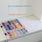BangQiao 2 Pack Fixed 48 Grids Clear Plastic Divider Storage Box, Transparent Organizer Container Case for Bead, Button, Jewelry, Diamond, Craft, Small Parts, Sewing Kit，DIY Accessories