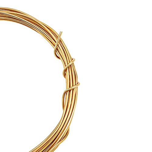 BENECREAT 14 Gauge 16.4 Feet Round Copper Wire Gold Brass Wire for Beading Craft and Jewelry Making - size: 14 Gauge