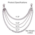 Layered Punk Pants Chain for Men Women, Gothic Hip Hop Jean Chain Wallet Chain Biker Trouser Chain, Goth Emo Fashion Keychain Accessories - color: 4L-Silver Chain