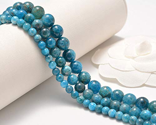 AD Beads Natural Gemstone Smooth Round Loose Beads 15“ 6mm 8mm 10mm (8mm, Apatite) - color: Apatite, size: 8mm