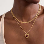 Dremmy Studios Dainty Gold Choker Necklace for Women 14K Gold Plated Coin Disc Figaro Layered Beaded Flat Mariner Sideways Cross Wishbone Link Clavicle Necklaces - style: 4.0mm Heart Chain