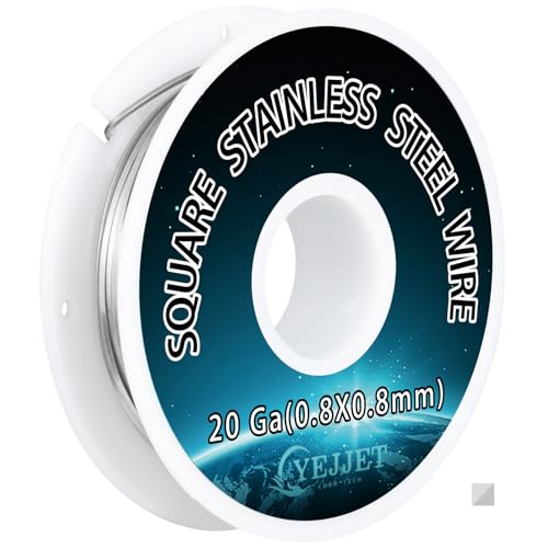 Square 316 Stainless Steel Wire 20ga – Crafting & Jewelry Making Wire – 30 Feet - color: 20ga（0.8x0.8mm）