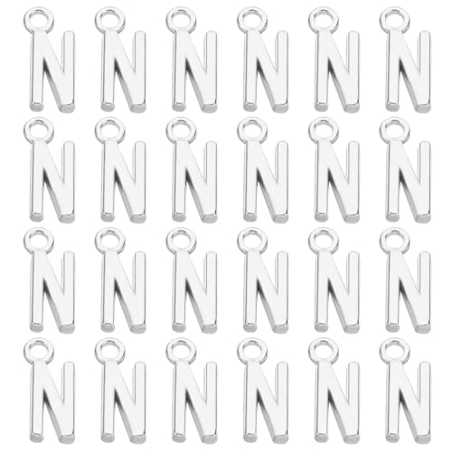 PATIKIL Letter Charm, 50pcs Alphabet Initial Pendant Charm Bulk DIY for Jewelry Making Bracelets Earrings Necklace - style: N