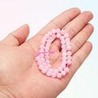 HARFINGTON 50pcs Natural Stone Beads 6mm Pink Rose Quartz Round Gemstone Stone Loose Beading Real Genuine Smooth Balls Bead for Jewelry Making Bracelets Necklace Earrings DIY - color: Pink Rose Quartz, size: 6mm