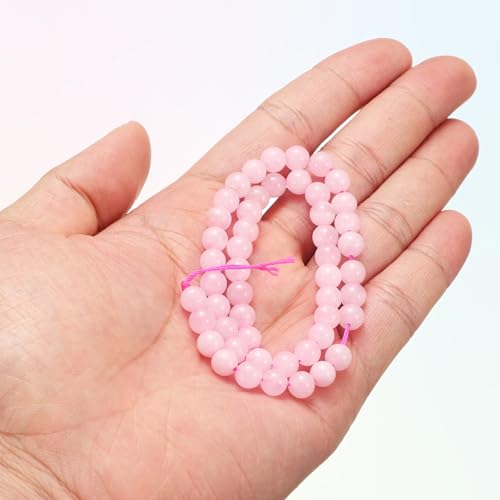 HARFINGTON 50pcs Natural Stone Beads 6mm Pink Rose Quartz Round Gemstone Stone Loose Beading Real Genuine Smooth Balls Bead for Jewelry Making Bracelets Necklace Earrings DIY - color: Pink Rose Quartz, size: 6mm