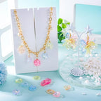 Glass Leaf Beads Crystal Glass Leaf Charms Transparent Leaves Pendants Tiny Green Leaf Bead Caps for Christmas Earring Bracelet Jewelry Making DIY Keychain Craft - color: AB Color-Leaf