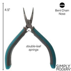 The Beadsmith Simply Modern Bent Chain Nose Pliers, 4.5 inches (114mm) with polished steel head, PVC grip handles and double-leaf springs, tool for jewelry making