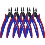 5 Pack Flush Wire Cutters - Small Diagonal Cut Pliers Side Cutter Snips Bulk - Micro Clippers for Zip Tie Plastic Model 3D Printer - Mini Nippers for Crafting Electrical Jewelry Making - size: 5 Pack