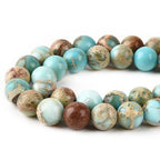 8mm Turquoise Blue Sea Sediment Imperial Jasper Round Gemstone Natural Stone Loose Beads for Jewelry Making Design Crafts 45 Pcs 15 Inch - color: Turquoise Blue, size: 8mm