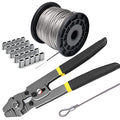 Wire Rope Crimping Tool Kit, with 1/16-304 Stainless Steel Cable 165 ft (7x7 Strand Core), 100 Cable Ferrule Aluminum Loop Sleeve Stops - color: Gray
