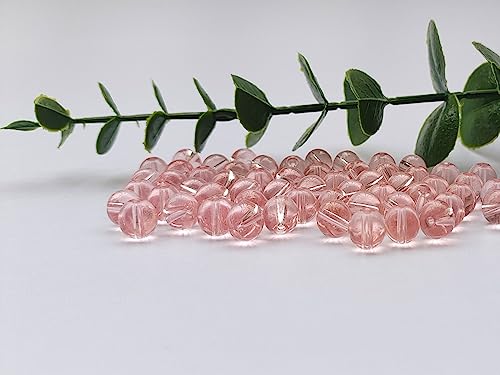 Glass Beads 6mm 140pcs Round Smooth Loose Beads for Bracelet Necklace Jewelry Making Craft DIY（6mm, 50608 Pink） - color: Pink, size: 6mm