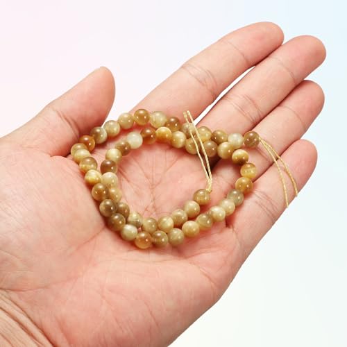 HARFINGTON 50pcs Natural Stone Beads 6mm Gold Tiger Eye Round Gemstone Stone Loose Beading Real Genuine Smooth Balls Bead for Jewelry Making Bracelets Necklace Earrings DIY - color: Gold Tiger Eye, size: 6mm