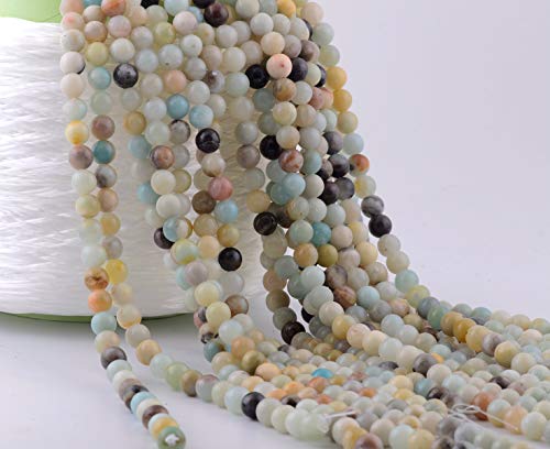 Natural Stone Beads 100pcs 6mm Amazonite Stone Round Genuine Real Stone Beading Loose Gemstone Hole Size 1mm DIY Smooth Beads for Bracelet Necklace Earrings Jewelry Making (Amazonite Green, 6mm) - color: Amazonite Green, size: 6mm