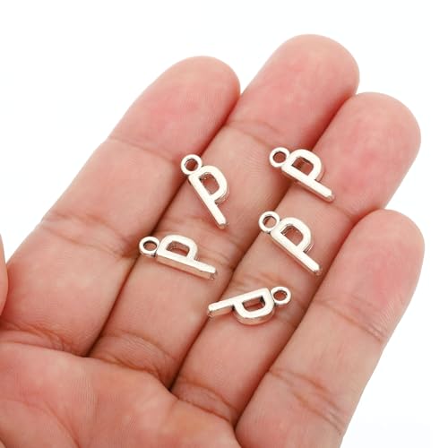 PATIKIL Letter Charm, 50pcs Alphabet Initial Pendant Charm Bulk DIY for Jewelry Making Bracelets Earrings Necklace - style: P
