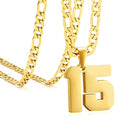 Personalized Jersey Number Necklaces for Mens,Athletes Stainless Steel Sport Number Pendant Chain for Mens Baseball/Basketball/Football Team Inspiration Jewelry with Gifts - color: Gold, style: 15 Gold