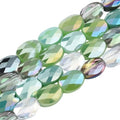 1 Box 210PCS Green Flat Oval Glass Beads with Holes Faceted Electroplate AB Color Plated Spacer Loose Bead Charm Bulk for Jewelry Making Necklaces Bracelets Earrings DIY Craft Supplies - color: Green