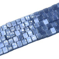 48pcs 8mm Blue Gray Cat's Eye Cube Stone Square Gemstone Beads Semi-Precious Craft Supplies for DIY Jewelry Making - color: Cube8mm Blue Gray