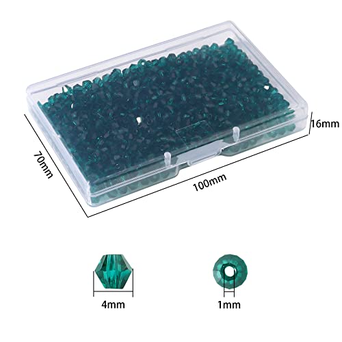1000pcs Crystal Glass Beads 4mm Bulk Faceted Bicone Spacer Beads for DIY Jewelry Making - color: Malachite Green, size: 4mm