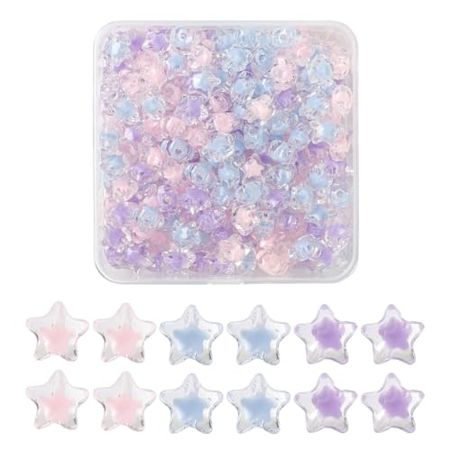 195Pcs Bracelets Beads, Mixed Color Star Transparent Faceted Acrylic Spacer Beads for Jewelry Necklaces Earrings Keychain Making and Crafting DIY Craft Gift - color: Star in Star-195 pcs