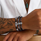 RANKEEF Tiger Eye Bracelet For Men 8MM Natural Stone Stretch Adjustable Black Crystal Beaded Bracelet for Men Women Gifts - color: 3,gray,black