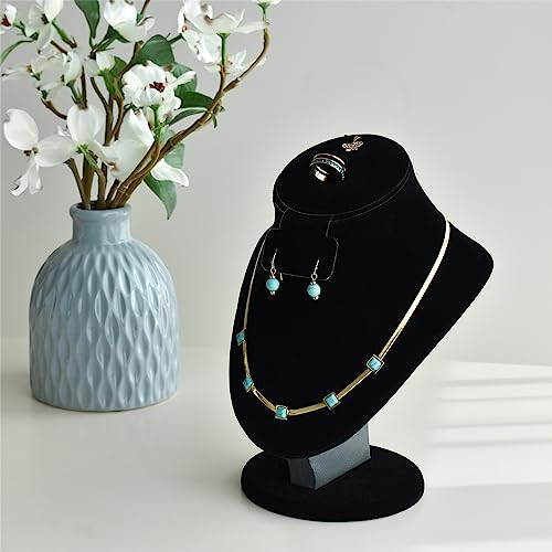 MOOCA 3 Pcs Set Black Velvet Combination Display Jewelry Stand Bust for Necklaces, Earrings, Rings, Jewelry Display For Vendors - color: Black Velvet, 3 pieces