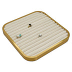 TheDisplayGuys - Aluminum Jewelry Organizer Display Tray - Faux Suede Insert - 14 Ring Holder Rows - Gold/Beige - color: Beige Suede, size: Jewelry Rows - 14, style: Aluminum - Gold