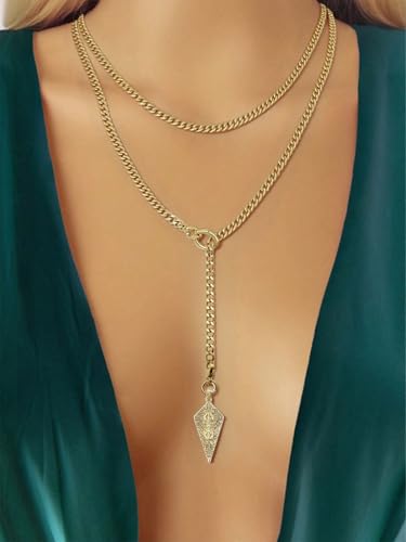 18K Gold Plated Knight's Shield Slip Chain for Women - color: 18KGold-Plated, size: 39''