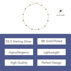 Dainty Gold Necklace for Women,Trendy 18k Gold Vermeil Sterling Silver Choker Necklace Thin Beaded Choker Necklaces Womens Simple Jewelry Gift for Valentines Day - color: September - Blue Sapphire