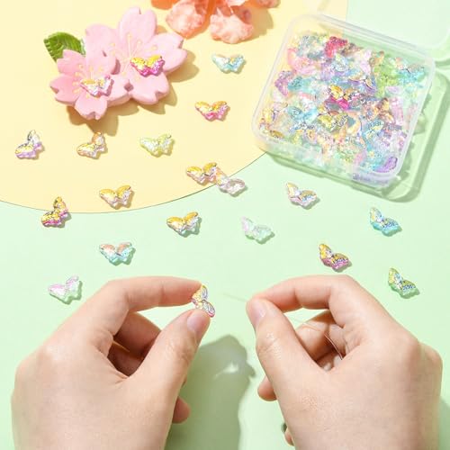 Stiesy Electroplated Butterfly Beads 80Pcs, Handmade Lampwork Glass Spacer Loose Beads Bulk for Women's DIY Fashion Jewelry and Craft Creations - color: Butterfly-8 Colors-80pcs