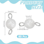 80Pcs Baroque Pearls Round Beads Double Loop Links Connectors Natural Freshwater Pearl Beads Pearl Link Connector Charm for Women DIY Jewelry Making Craft 3mm and 1.6mm Hole