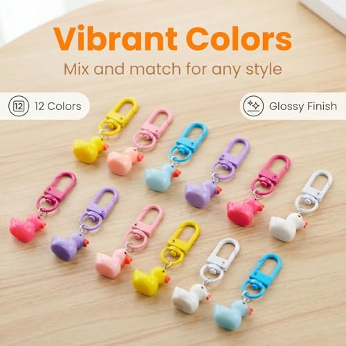 Keychain Charms Bulk 30pcs mixed Cute 3D Charms for Keychain Making for Bracelet Earring Jewelry Making DIY Crafts Includes Animal Food Fruit Flower Designs - color: Duck Mix