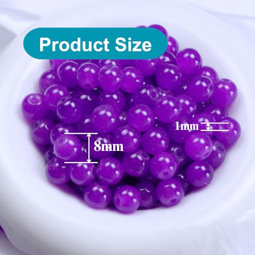 Jabrand 145pcs Glass Beads, 8mm Glass Beads for Barcelet and Jewelry Making DIY Crafts (Purple) - color: Purple