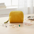 Small Jewelry Travel Case with Tassel Zipper Portable Soft Velvet Organizer Pouch for Bangle, Bracelets Anti-Scratch & Portable Jewelry Bag Holder for Travel (Grass Yellow)