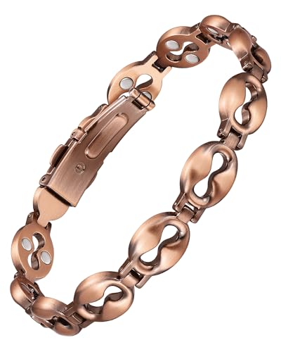 Jecanori Pure Copper Bracelet for Women,Copper Magnetic Bracelet With 3500 Gauss Magnets, Adjustable Jewelry Gift with Sizing Tool - color: Infinitely