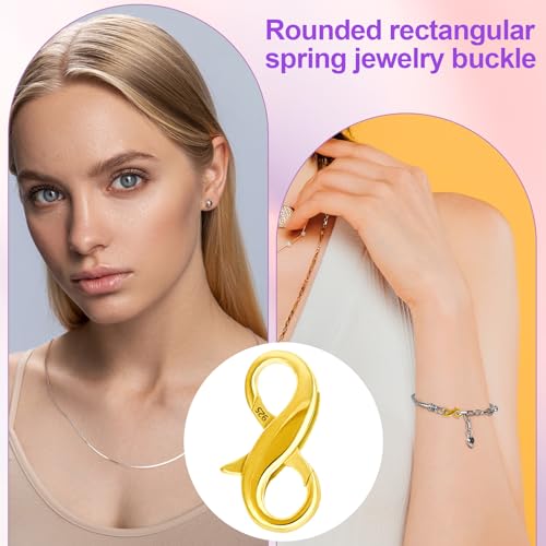 Pndeyo 925 Sterling Silver Lobster Claw Clasps, Double Opening Necklace Bracelet Extender, Jewelry Clasps and Closures for Necklace Bracelet Anklet Pendant Keychain DIY Craft Making- Gold - color: Gold-1pc-0.59"×0.31"