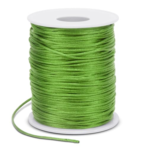 1.5mm Nylon Cord 328 Feet Satin Cord Nylon String for Bracelets, Bracelet Thread Bead String for Jewelry Making, Necklace, Chinese Knotting, Beading, DIY Crafts (Fruit Green) - color: Fruit Green, size: 1.5mm x 328 Feet